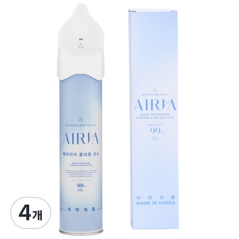 [10L 고농도] 의약외품 에어리아 휴대용 산소캔 816ml, 4개