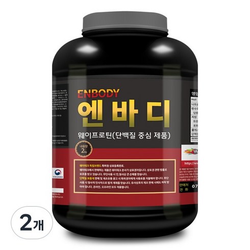 엔바디 웨이프로틴 고함량 단백질보충제 /프로틴 파우더 쉐이크, 2kg, 2개