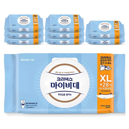 마이비데 클린케어 화장실용 물티슈 캡형 엑스라지, 40매, 9개