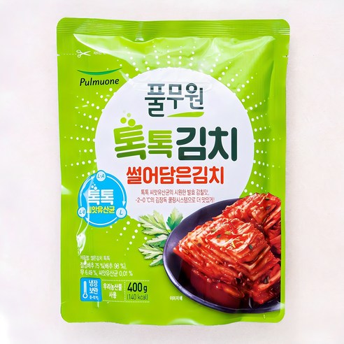 Pulmuone Pulmuone Toktok Sseoleun Kimchi , 400 g, 1 Pack (풀무원 풀무원 톡톡 썰은김치, 400g, 1개)