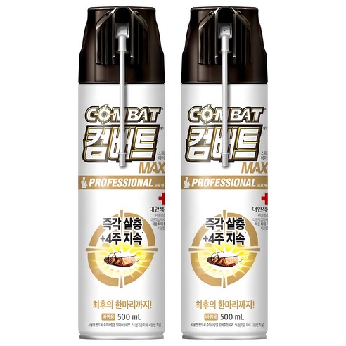 컴배트 프로페셔널 맥스 바퀴용 살충제, 500ml, 2개