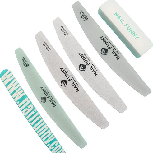 NAIL FUNNY 네일케어 우드파일 + 샌딩블럭 + 지브라파일 2종 + 샤이너 + 샌딩스펀지, 혼합색상, 1세트