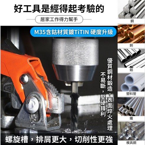 ヒツジのいらない枕 -極柔 DAIEN 三合一攻牙鑽頭，鑽孔攻牙倒角一體成型，M35含鈷高速鋼材質 枕