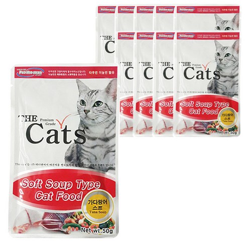 더캣츠 고양이 스프 파우치 간식, 가다랑어, 50g, 10개