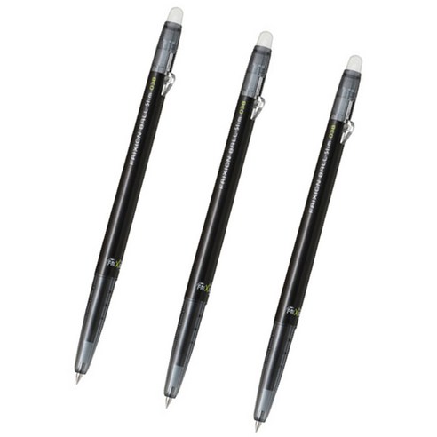 프릭션 파이롯트 슬림 지워지는 볼펜 0.38mm, 블랙, 3개