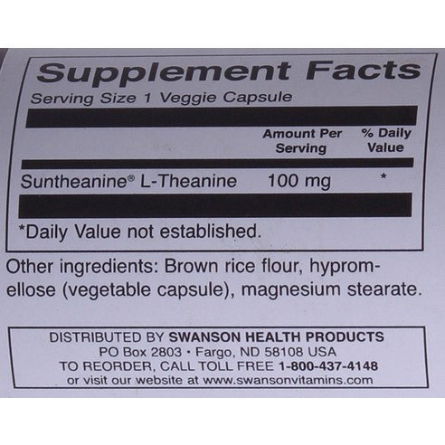 스완슨 선테아닌 L-테아닌 100mg 베지 캡슐 60정, 1개 솔직 후기 | 실사용자 리뷰 분석 - 상품 이미지 2