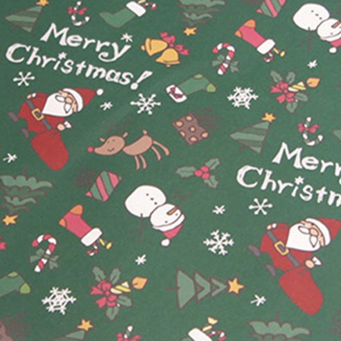 크리스마스 산타 아이콘 디자인 포장지, 그린, 10장