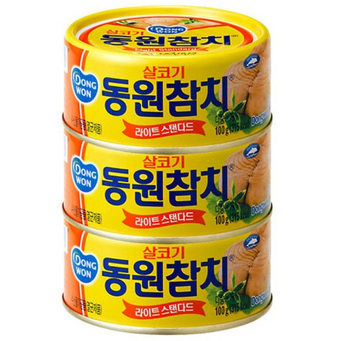 동원 라이트 스탠다드 참치, 100g, 3개