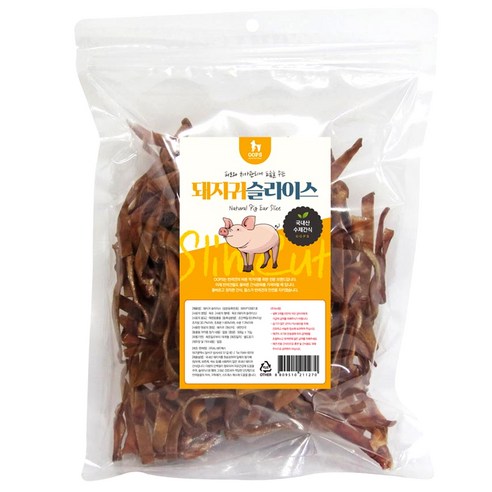 웁스 강아지 국내산 슬라이스 슬림컷 간식, 돼지귀, 500g, 1개