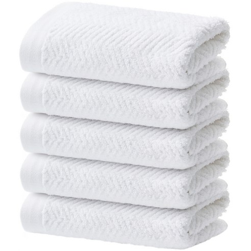 소프트터치 헤링본 호텔수건 200g 40수 코마사, 모던화이트, 5개