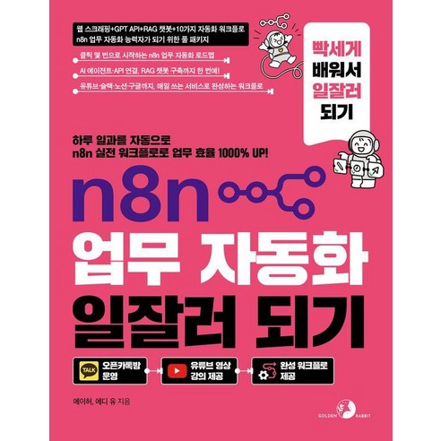 n8n 업무 자동화 일잘러 되기:웹 스크래핑 GPT API RAG 챗봇 10가지 자동화 워크플로 n8n 업무 자동화 능력자가 되기 위한 풀 패키지, 골든래빗(주), 메이허