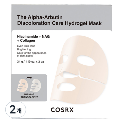 코스알엑스 더 알파-알부틴 디스컬러레이션 케어 하이드로겔 마스크 3개입 × 2개