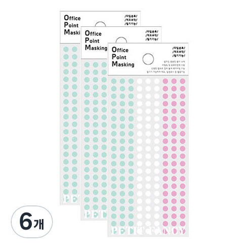 쁘띠팬시 마스킹라벨 3종 x 378p 세트 OPM-M306A, 민트 + 화이트 + 핑크, 6세트