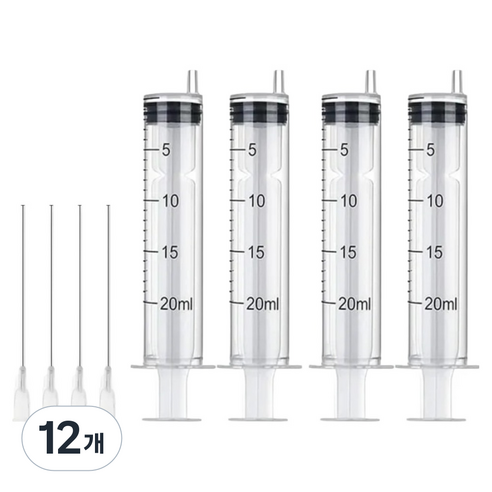 다온셀렉트 무한잉크 충전 석션팁 포함 석션주사기 20ml, 혼합색상, 12개