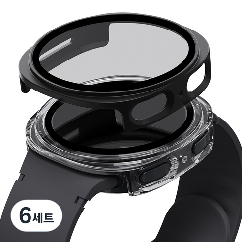 칸탐 갤럭시워치 풀커버 케이스 2p 세트, 투명, 블랙, 6세트