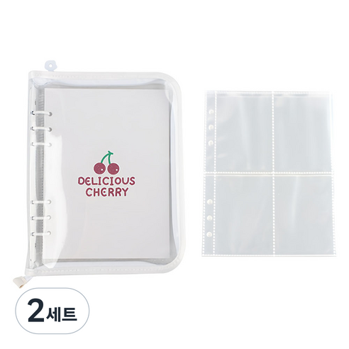투데이리빙 포카 바인더 6공 + 4칸 양면 속지 A5 30p 세트 R99910, 화이트(R99910W), 2세트