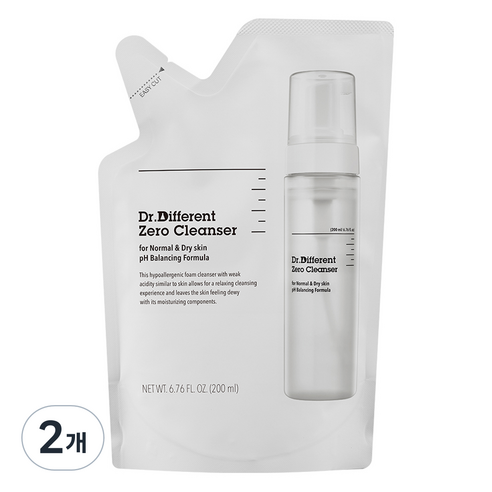 닥터디퍼런트 제로클렌저 리필 중건성, 200ml, 2개