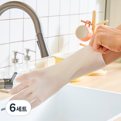 코멧 질긴 니트릴 고무장갑, 화이트, 대(L), 6세트