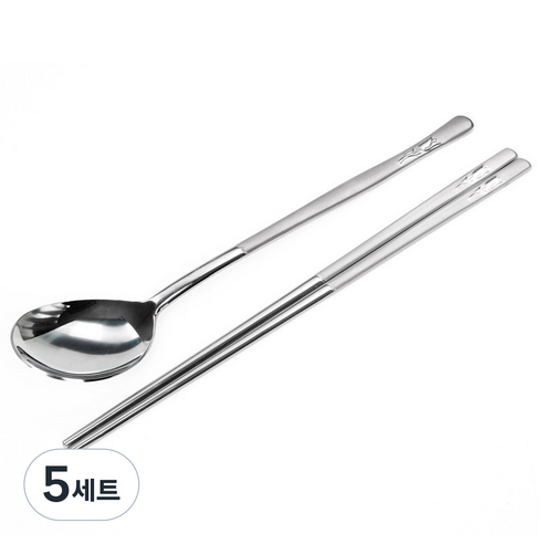 셰프라인 스텐304 튜울립 샌딩 스텐 수저 세트, 5세트, 숟가락 1p + 젓가락 1p