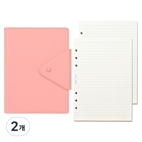 모모디 모먼트 프리미엄 데일리 7mm 라인 6공 다이어리, 베이비핑크, 2개