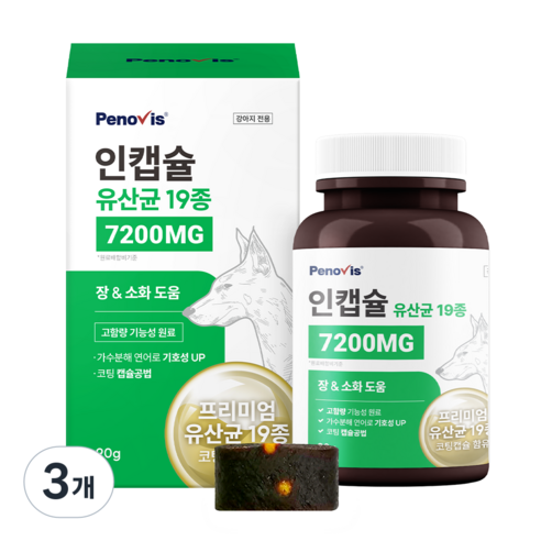페노비스 강아지 인캡슐 영양제, 90g, 장건강/유산균, 3개