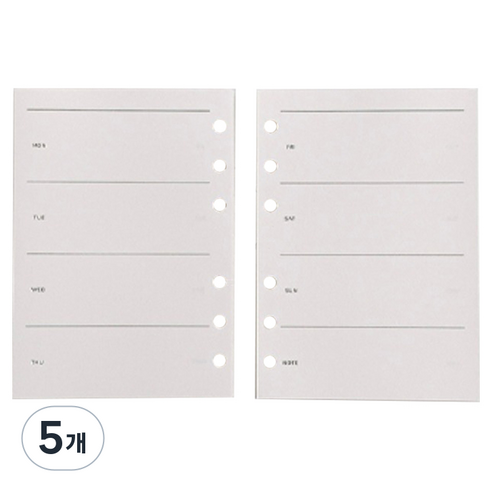위드스타 6공 대용량 리필지 다이어리 속지 A5, 5개, 50매