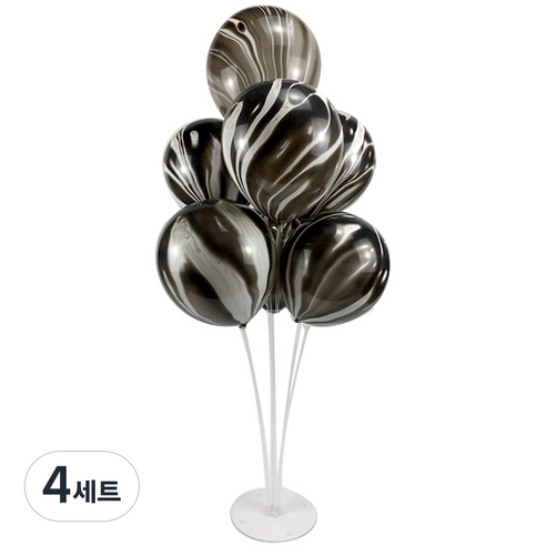 와우파티코리아 풍선꽂이세트, 마블 블랙, 4세트