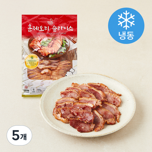 명일품 삼아 훈제오리 슬라이스 (냉동), 800g, 5개