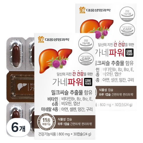 대웅생명과학 가네파워 밀크시슬 24g, 30정, 6개