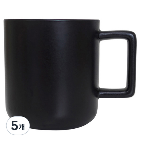 비비드 스퀘어 핸들 머그컵 310ml, 블랙, 5개