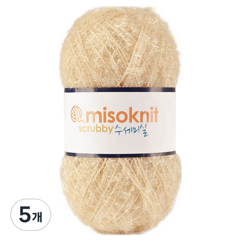 미소털실 펄 수세미실 80g, 30연베이지, 5개