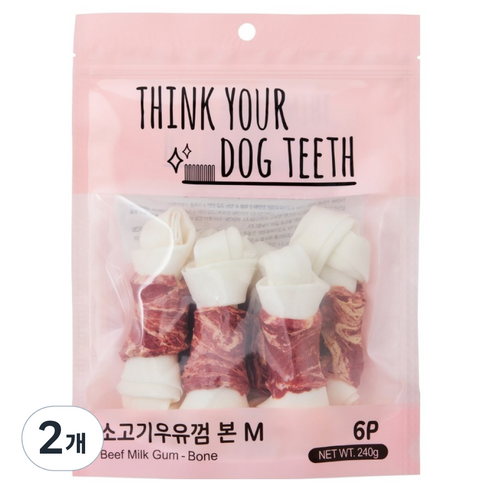 띵크유어도그티 강아지 딩고껌 중형 6P, 소고기, 240g, 2개