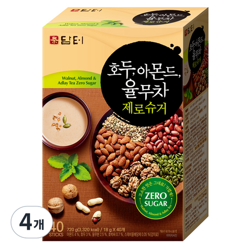 담터 호두 아몬드 율무차 제로슈거, 18g, 40개입, 4개