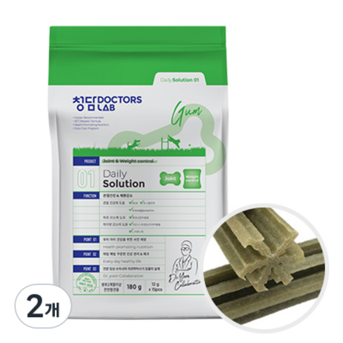 청담닥터스랩 강아지 데일리솔루션 덴탈껌, 조인트 앤 웨이트컨트롤, 180g, 2개