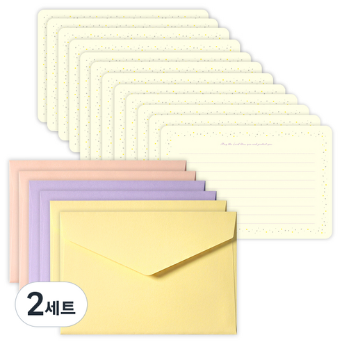 투영디자인 라운드엣지 편지지 12p + 봉투 6p 세트, 트윙클(편지지), 랜덤발송(봉투), 2세트