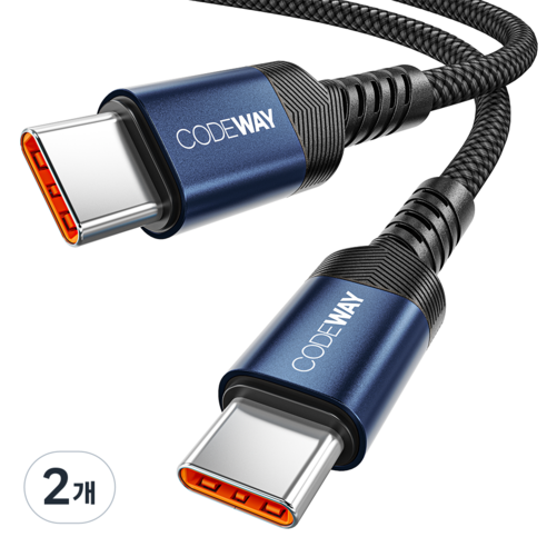 코드웨이 PD 60W C to C타입 초고속 충전케이블, 0.6m, 블루, 2개