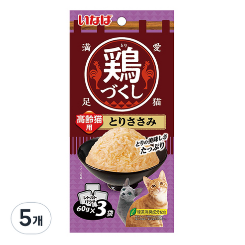 챠오츄르 고양이 치킨가득파우치 고령묘용 3p, 닭가슴살, 180g, 5개