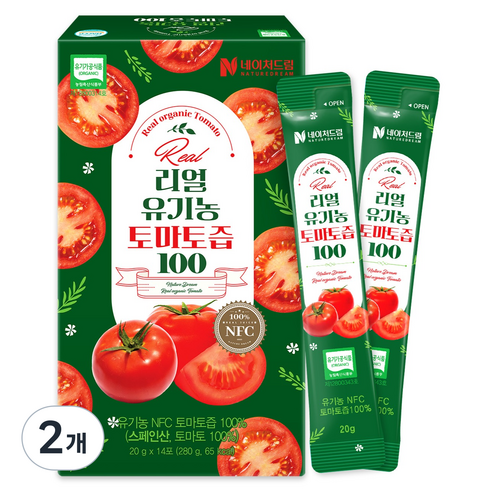 네이처드림 리얼 유기농 토마토즙 100, 2개, 280g