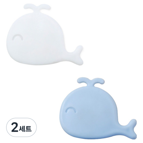 세면대 오버플로우 구멍 고래 마개 커버 2종 세트, 2세트, 화이트, 블루