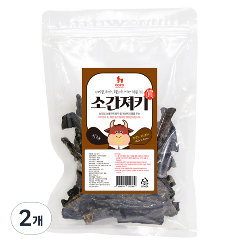 웁스 강아지 수제 져키, 소간, 150g, 2개