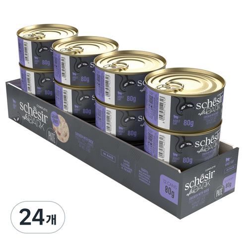 스케지어 어덜트 고양이 쉐지애 애프터다크 파테 주식캔, 닭+오리, 80g, 24개
