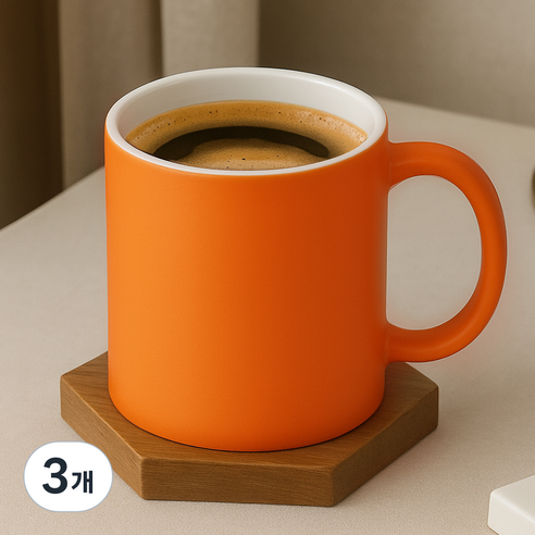 라이프란스 베이직 투톤 무광 머그컵 360ml, 오렌지, 3개