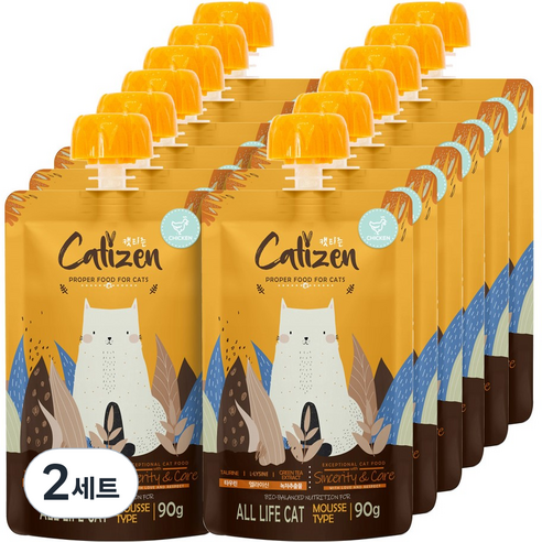 캣티즌 무스 짜먹는 고양이 간식 12개입, 닭고기, 90g, 2세트