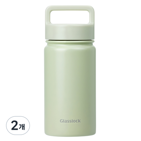 글라스락 스포티 핸들 텀블러, 페일그린, 350ml, 2개