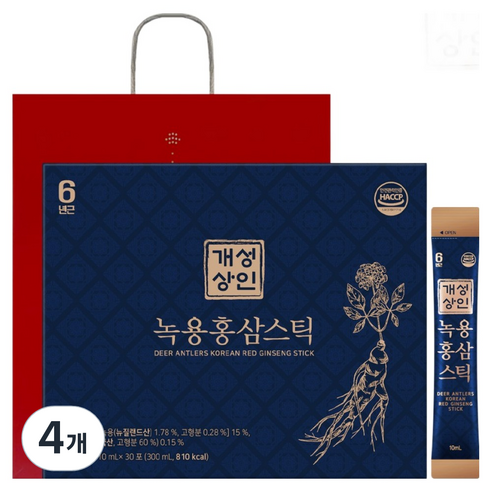 개성상인 녹용 홍삼 스틱 30p + 쇼핑백, 300ml, 4개