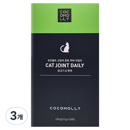 코코몰리 고양이 뼈 관절강화 튼튼 케어 데일리 짜먹는 간식 영양제 15p, 혼합맛(닭고기/연어), 150g, 3개