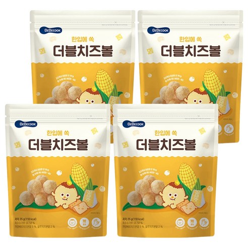 베베쿡 콘볼 과자, 치즈, 25g, 4개