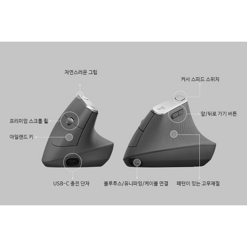 로지텍 MX VERTICAL 인체공학 무선 마우스 이미지 3