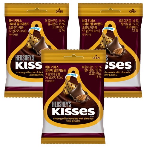 키세스 크리미 밀크아몬드, 3개, 52g