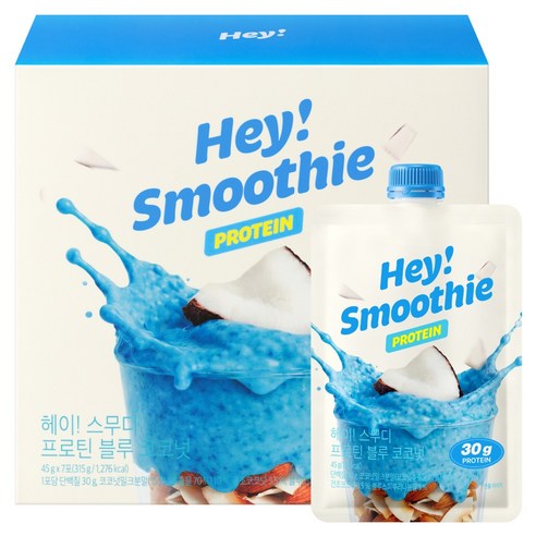 푸드올로지 헤이! 스무디 프로틴 블루코코넛 저당 고단백 쉐이크, 45g, 7개